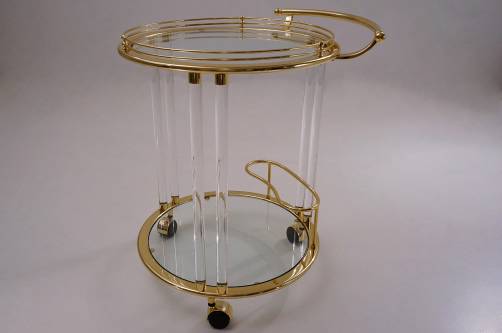 Orsenigo drinks trolley, gold gilt & glass, 1980`s ca, Italian